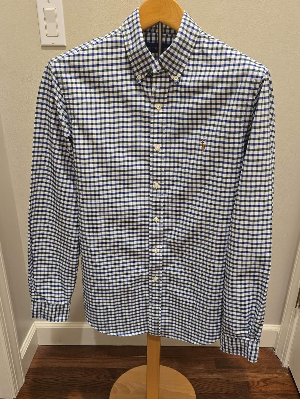 Ralph Lauren Navy & White Gingham Button-Down Shirt